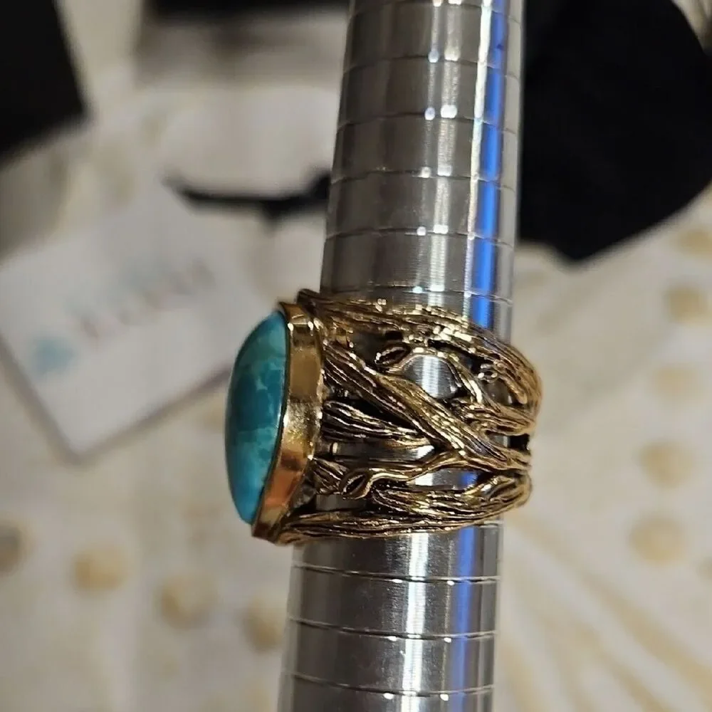 Studio Barse Turquoise Gemstone Teardrop Ring. Size 9
